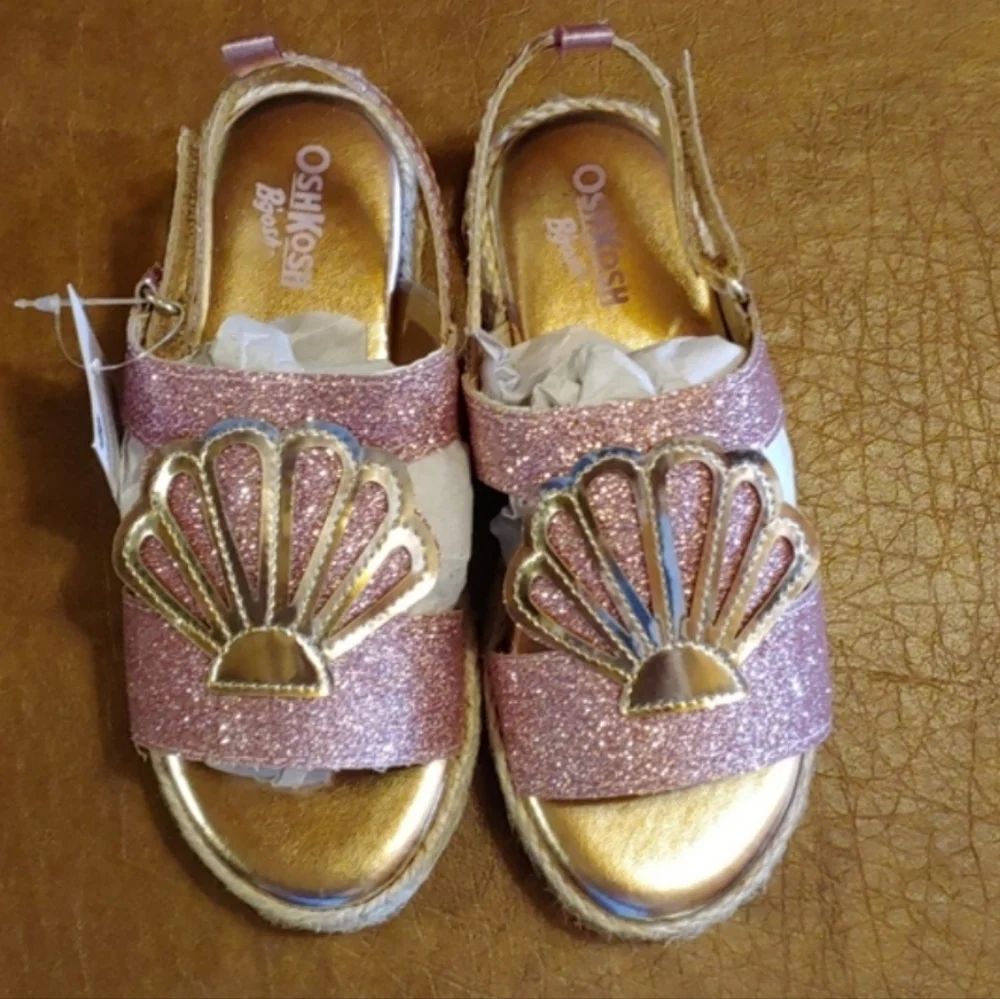OshKosh B'Gosh Girl's Oceana Glittery Espadrille Sandal Wedge
